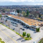 aerial photo of strip mall