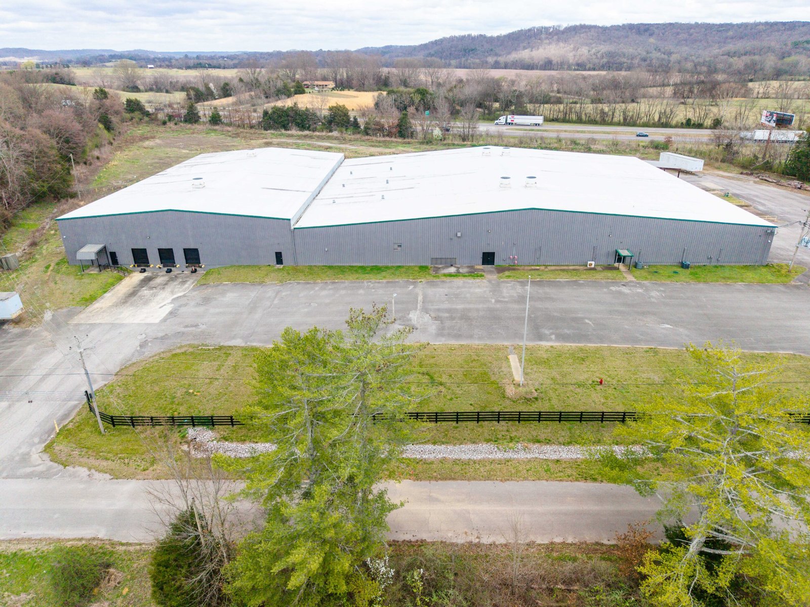 aerial photos of a warehouse from the front