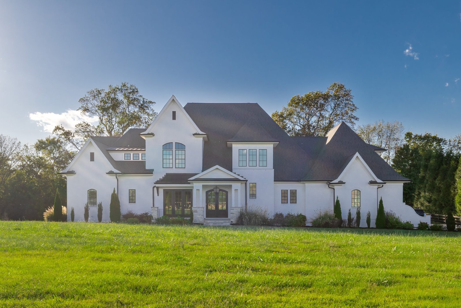 Luxury home during sunny sunset